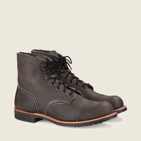 レッド ウィング(Red Wing) Iron Ranger - 6インチのラフ＆タフレザー ブーツ メンズ チャコール JP26503